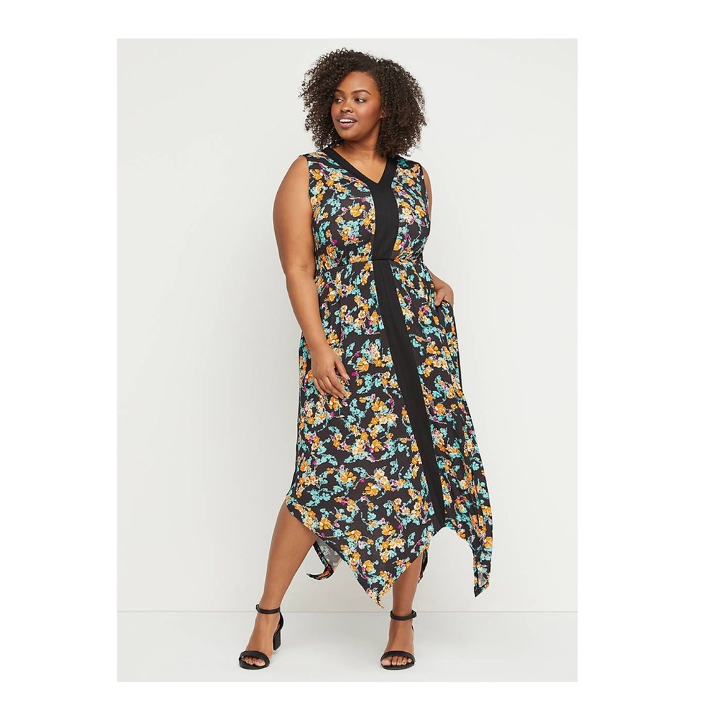 Lane Bryant Floral Handkerchief Hem Dress 22/24